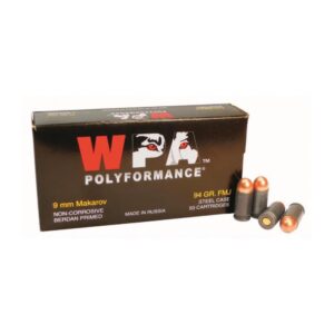 Backorder - Wolf 9x18mm Makarov FMJ 94 Grain 500 Rounds